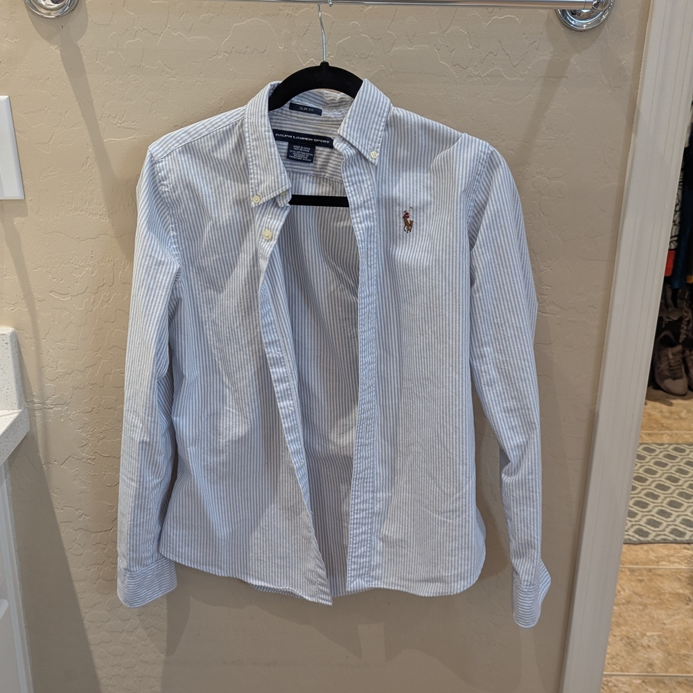 Ralph Lauren Light Blue Pinstripe Women's Shirt